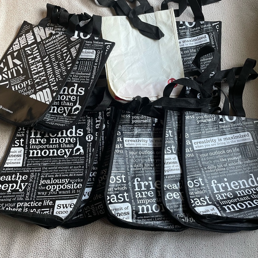 Lululemon Reusable Black and White Tote Bags